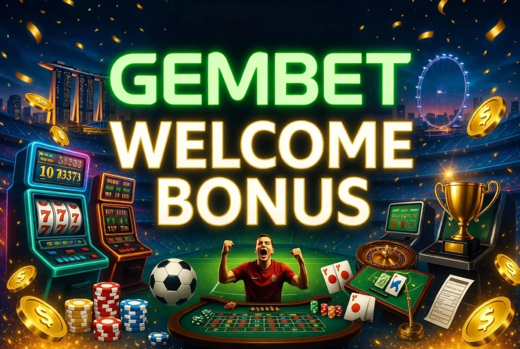 An image of a happy football player with slot machines in the background
