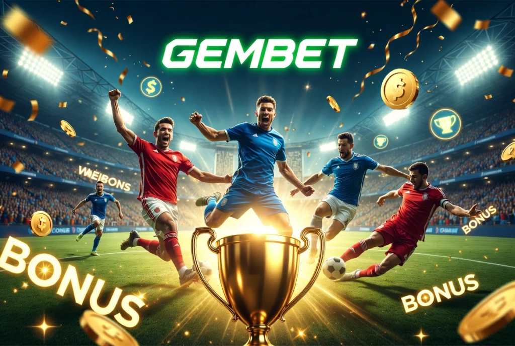 An image of football players with a ball against the background of a field