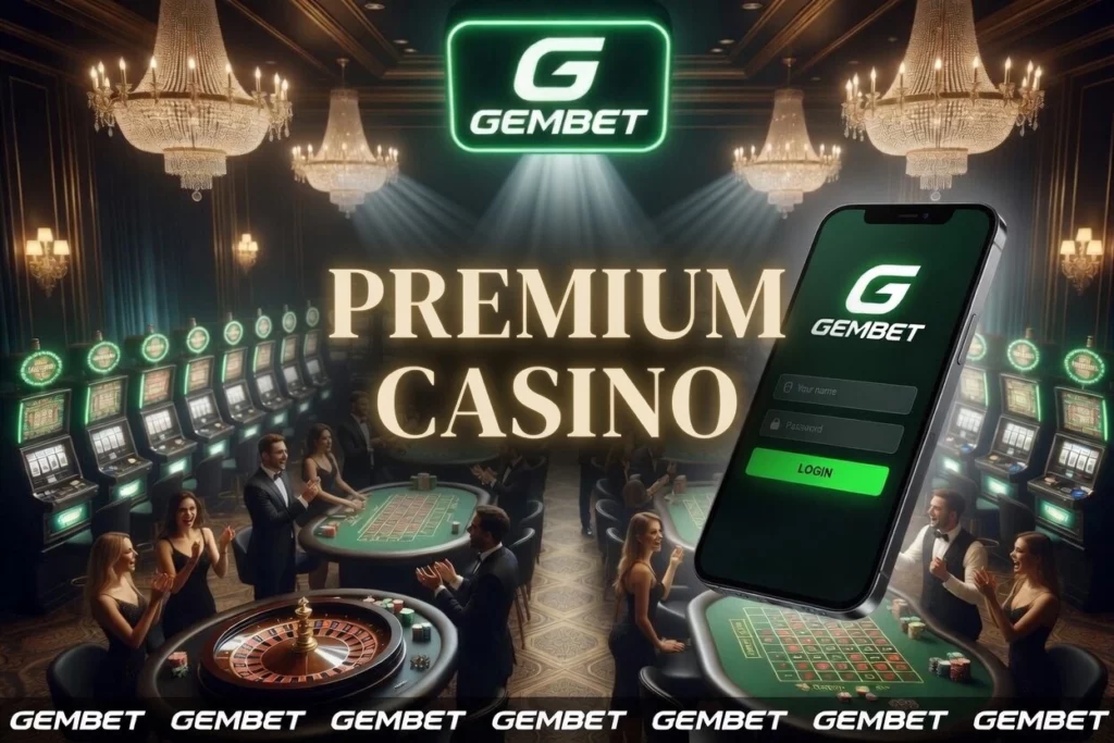 Phone with Gembet login form