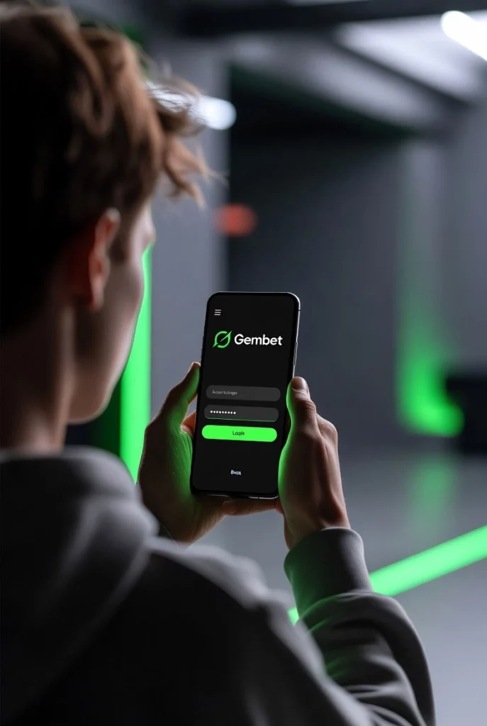 Person with phone having Gembet app